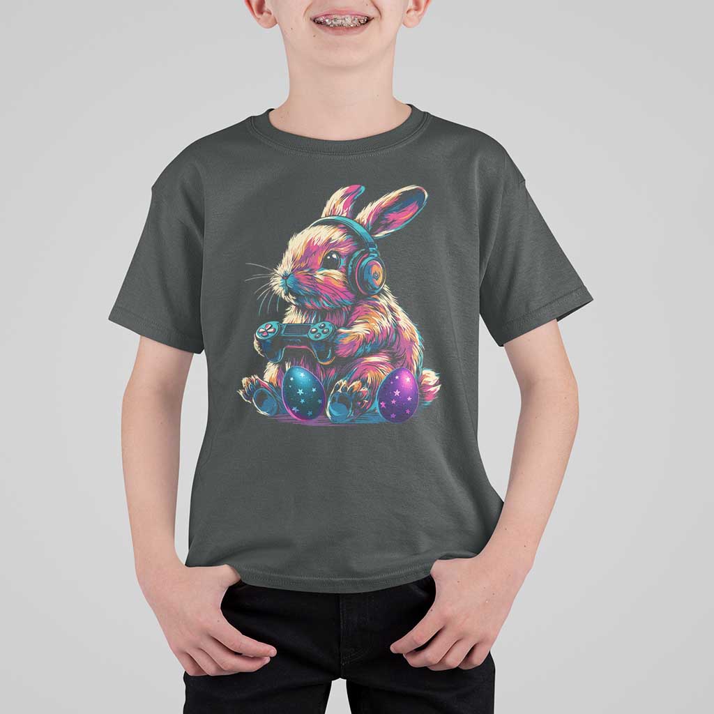 Gamer Rabbit T Shirt For Kid Cute Bunny Gaming Eggs Funny Video Games Easter - Wonder Print Shop