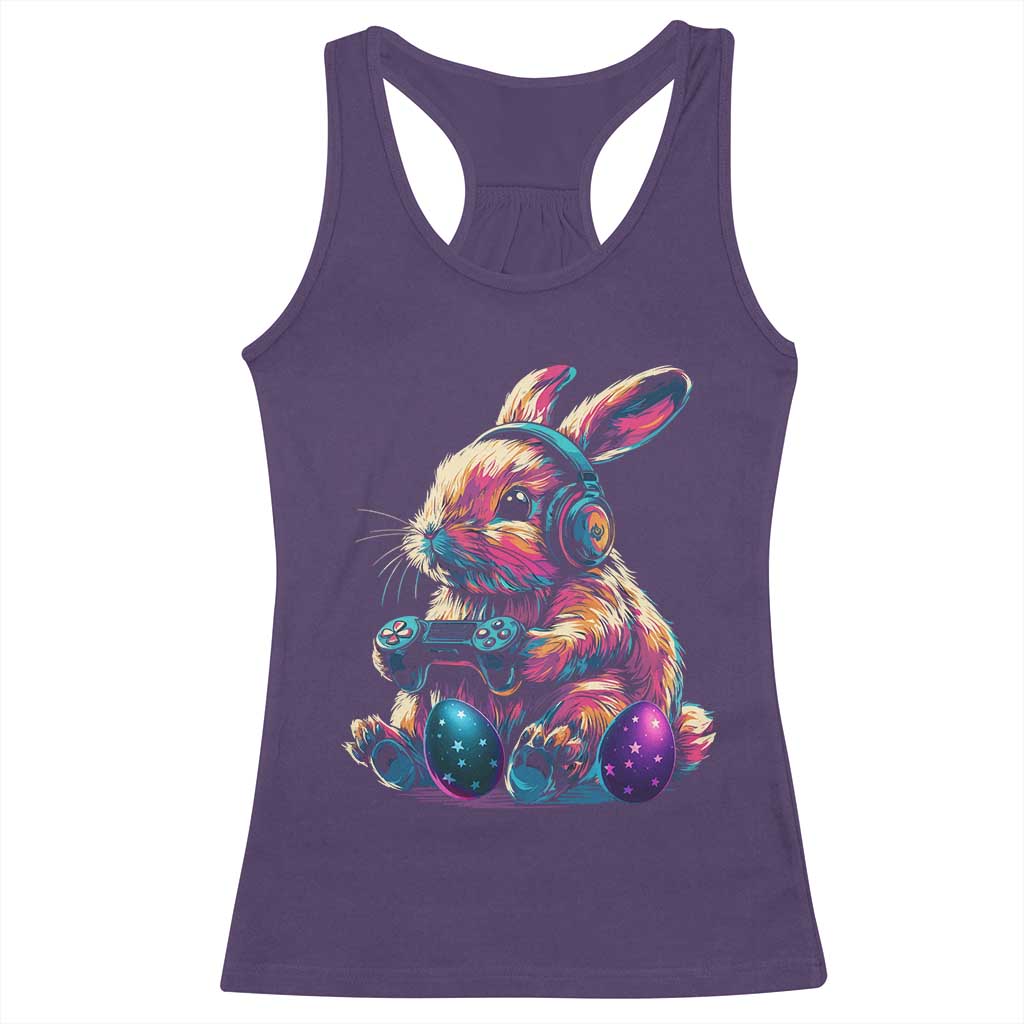 Gamer Rabbit Racerback Tank Top Cute Bunny Gaming Eggs Funny Video Games Easter - Wonder Print Shop