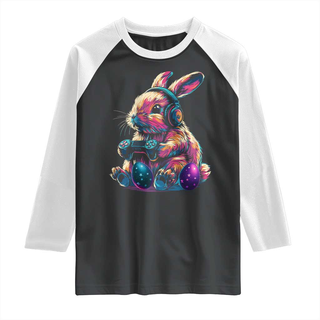 Gamer Rabbit Raglan Shirt Cute Bunny Gaming Eggs Funny Video Games Easter - Wonder Print Shop
