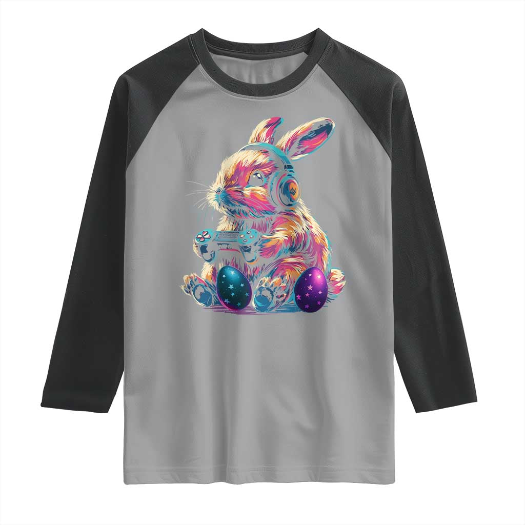 Gamer Rabbit Raglan Shirt Cute Bunny Gaming Eggs Funny Video Games Easter - Wonder Print Shop