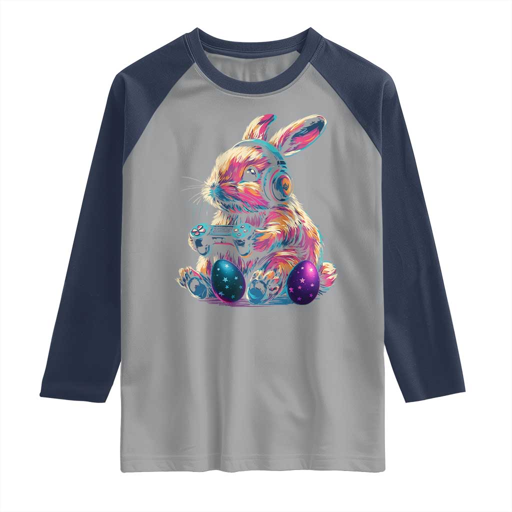 Gamer Rabbit Raglan Shirt Cute Bunny Gaming Eggs Funny Video Games Easter - Wonder Print Shop