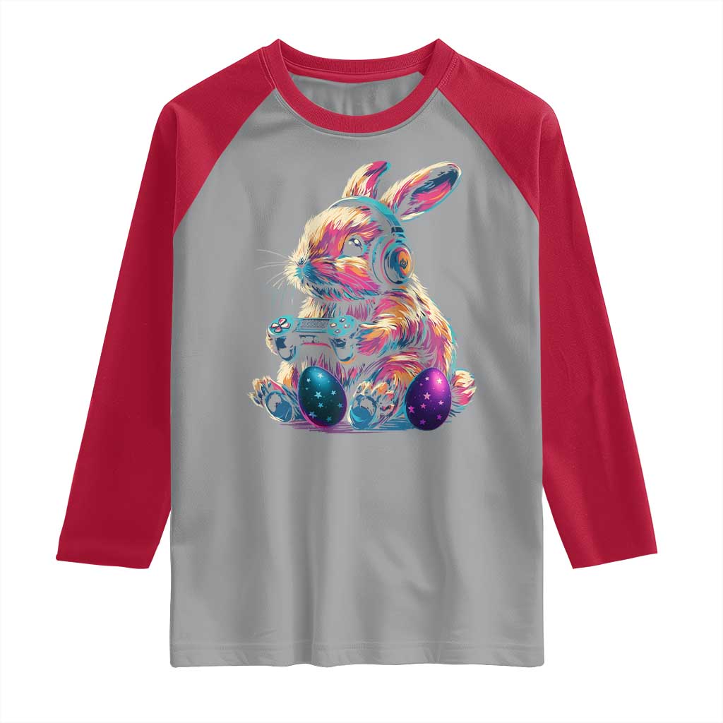 Gamer Rabbit Raglan Shirt Cute Bunny Gaming Eggs Funny Video Games Easter - Wonder Print Shop