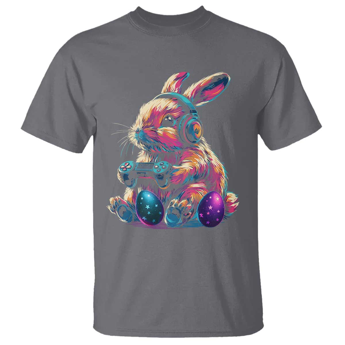 Gamer Rabbit T Shirt Cute Bunny Gaming Eggs Funny Video Games Easter - Wonder Print Shop