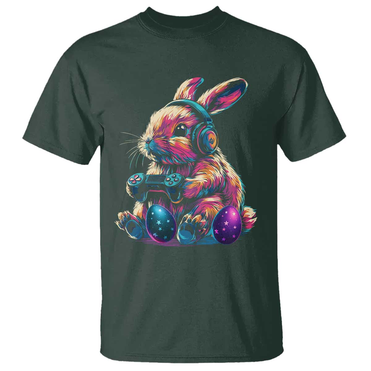 Gamer Rabbit T Shirt Cute Bunny Gaming Eggs Funny Video Games Easter - Wonder Print Shop
