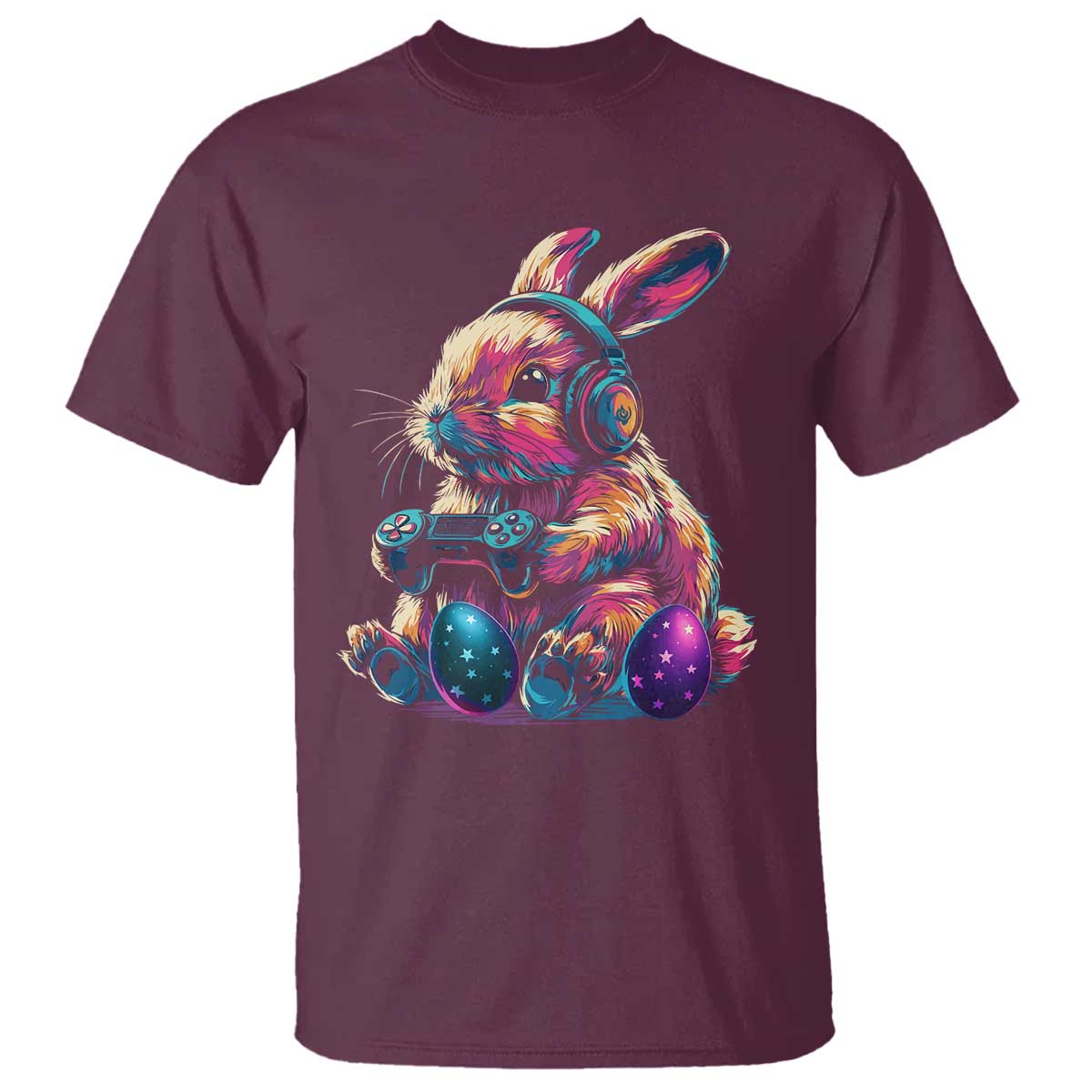 Gamer Rabbit T Shirt Cute Bunny Gaming Eggs Funny Video Games Easter - Wonder Print Shop