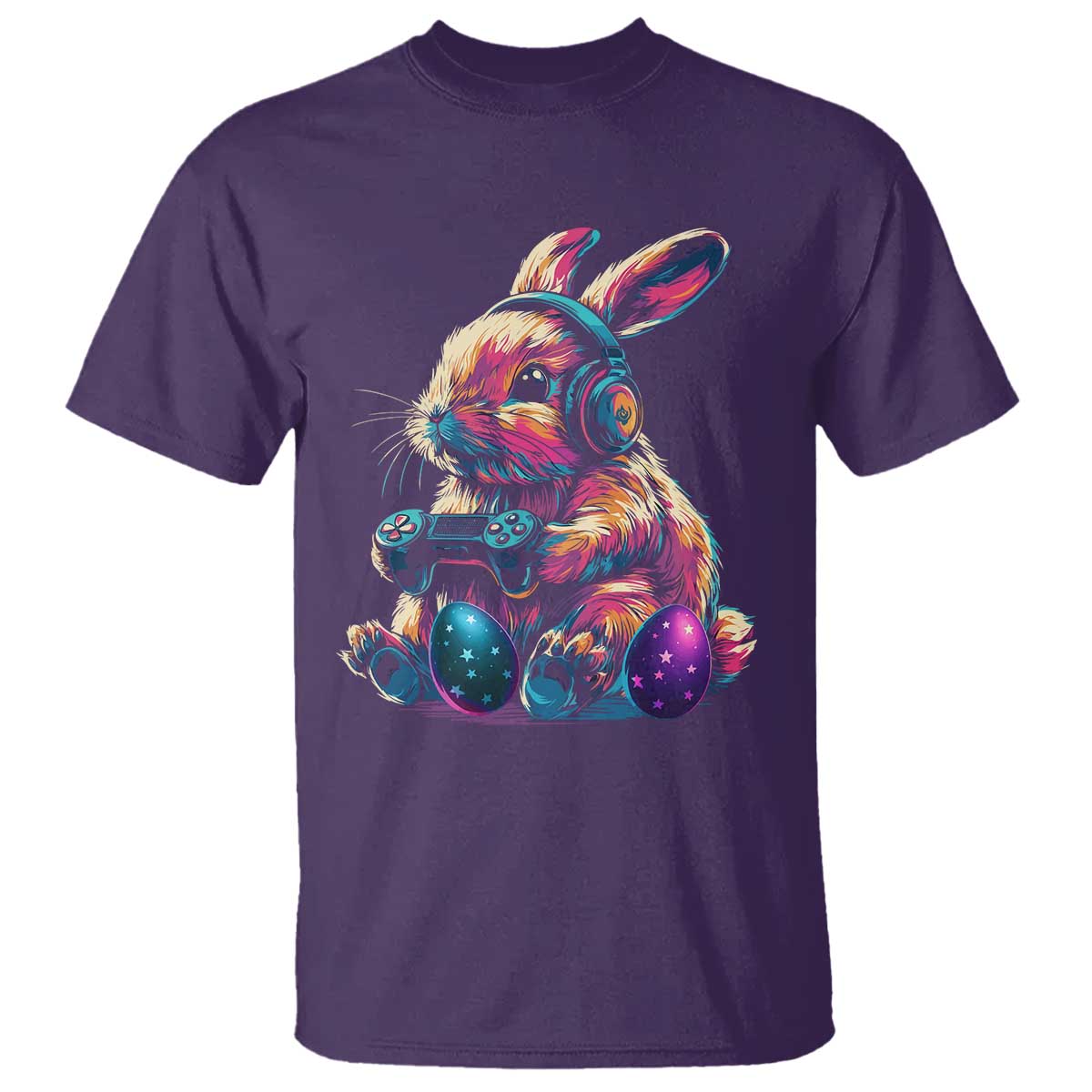 Gamer Rabbit T Shirt Cute Bunny Gaming Eggs Funny Video Games Easter - Wonder Print Shop
