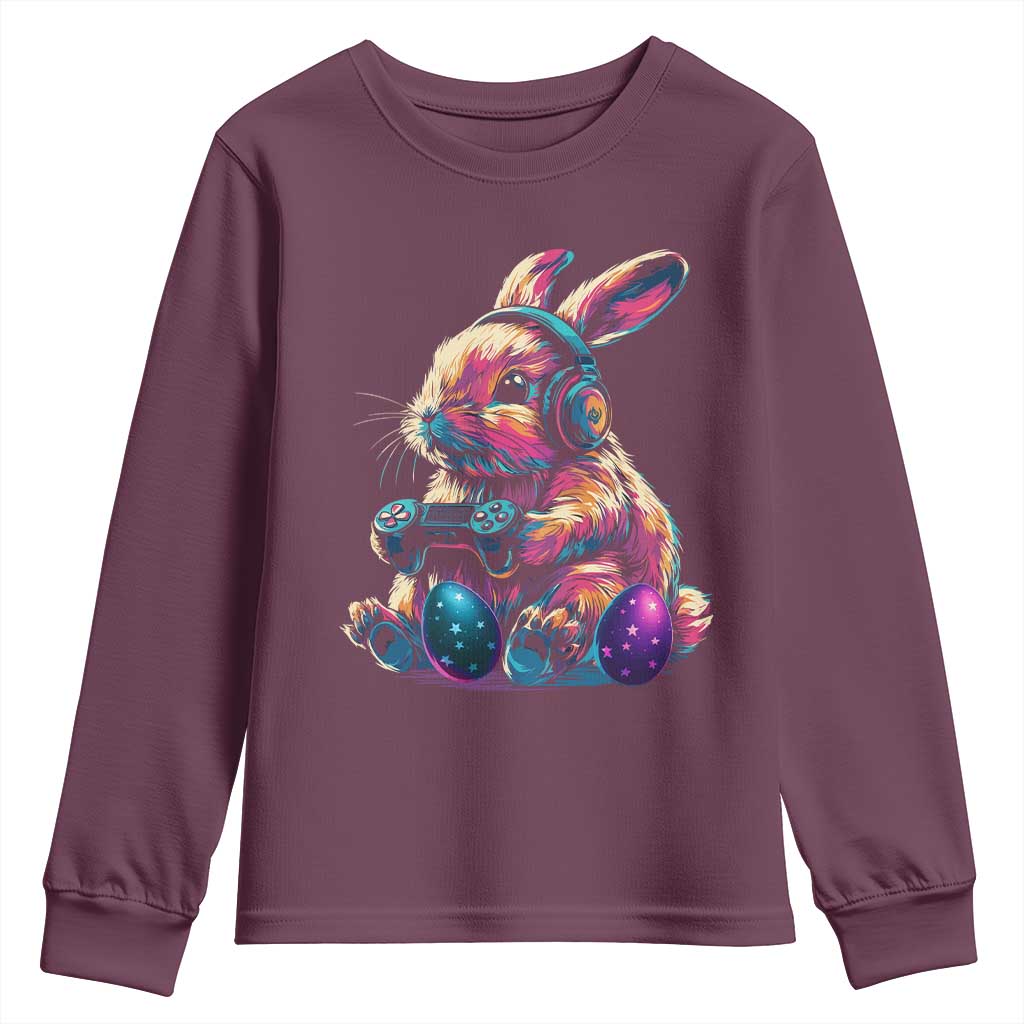 Gamer Rabbit Youth Sweatshirt Cute Bunny Gaming Eggs Funny Video Games Easter - Wonder Print Shop