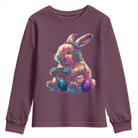 Gamer Rabbit Youth Sweatshirt Cute Bunny Gaming Eggs Funny Video Games Easter - Wonder Print Shop