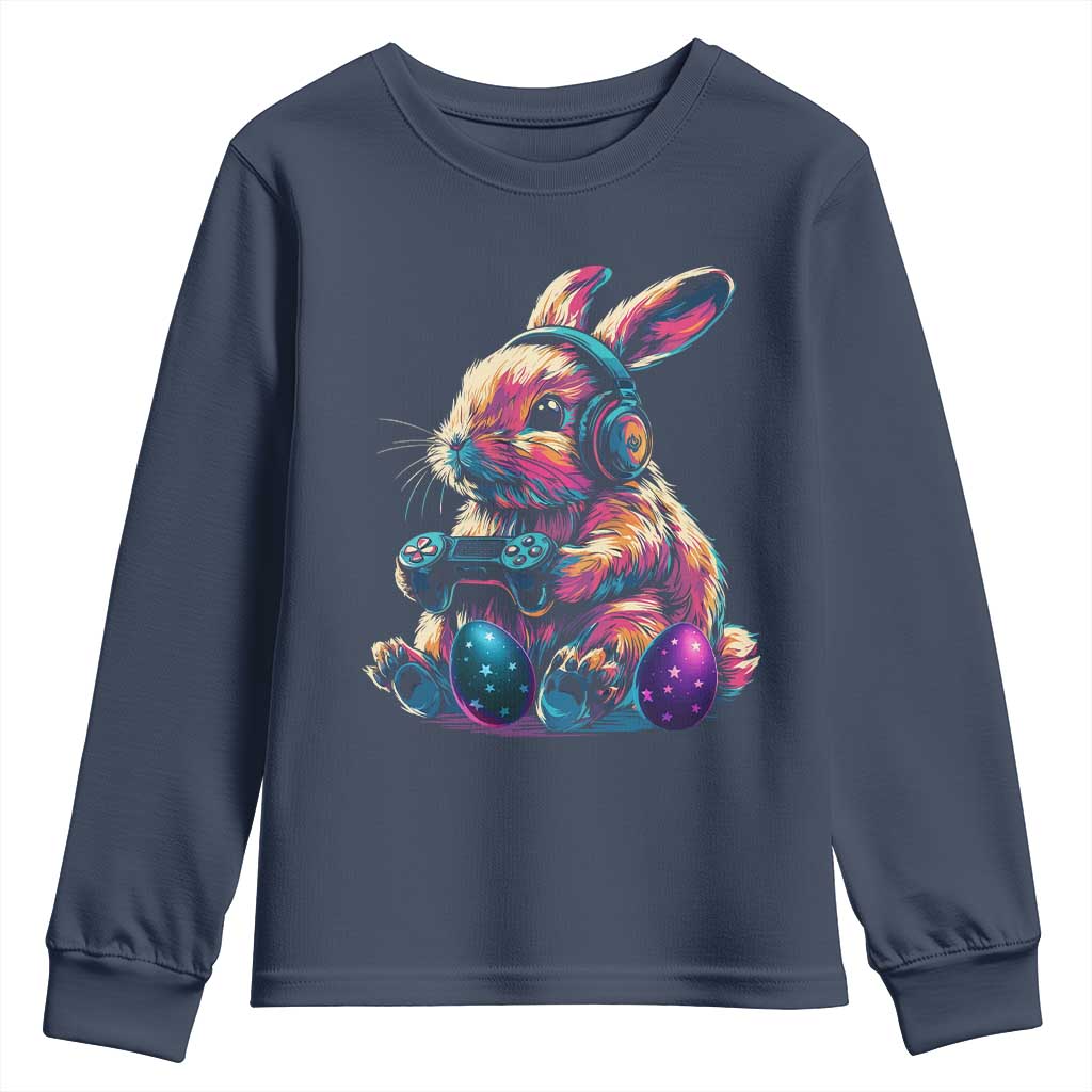 Gamer Rabbit Youth Sweatshirt Cute Bunny Gaming Eggs Funny Video Games Easter - Wonder Print Shop