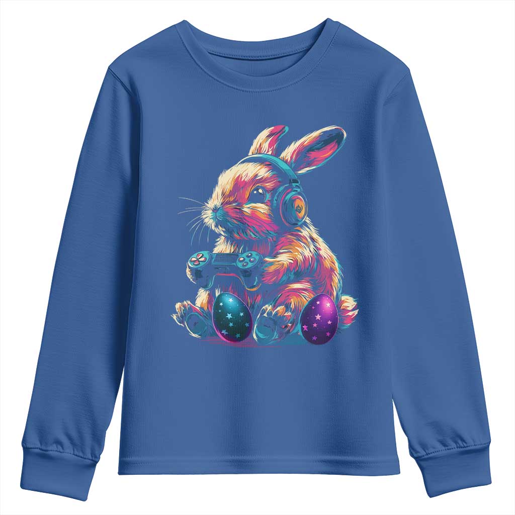 Gamer Rabbit Youth Sweatshirt Cute Bunny Gaming Eggs Funny Video Games Easter - Wonder Print Shop