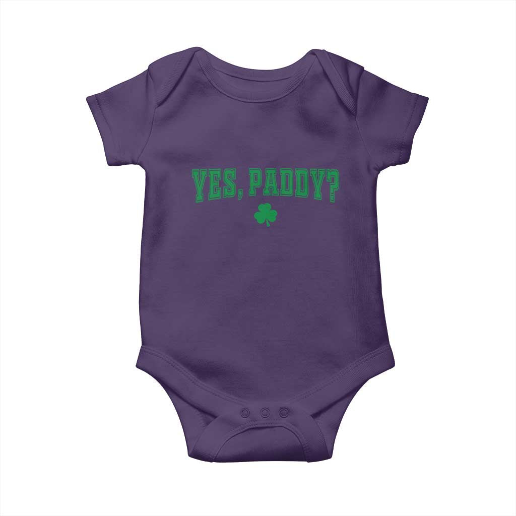 Yes Paddy Funny St Patricks Day Baby Onesie Shamrock Irish Girls