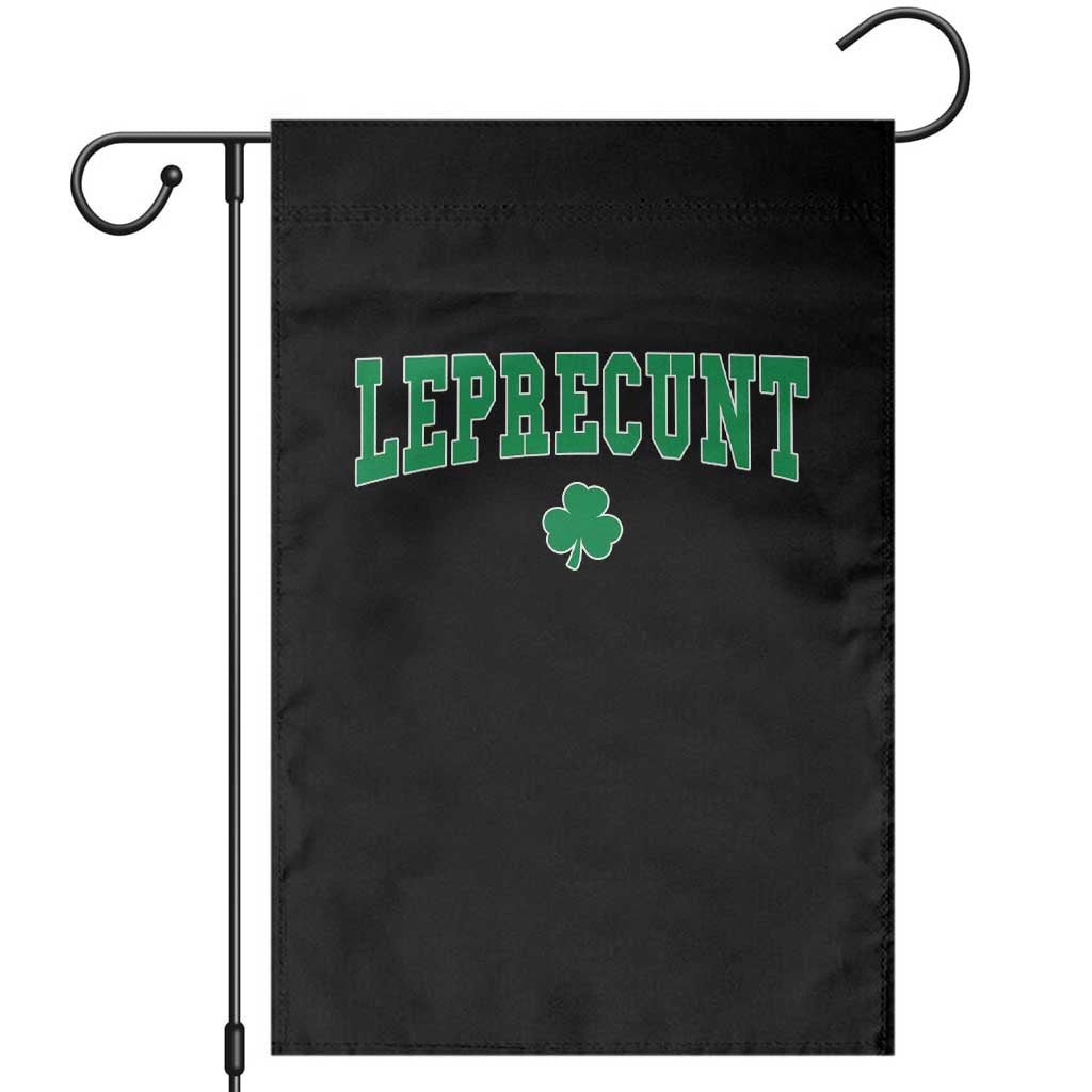 Leprecunt Shamrock Garden Flag St Patricks Day Funny Irish Adult Humor