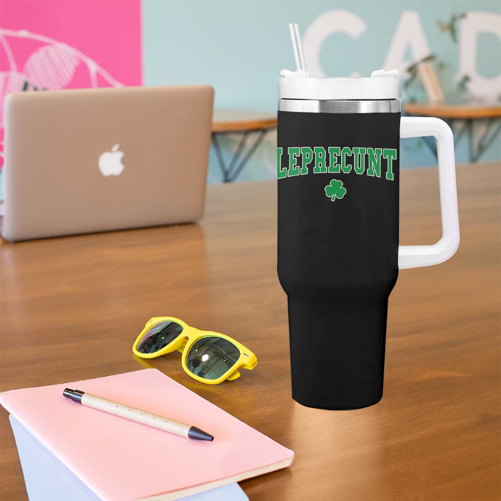 Leprecunt Shamrock Tumbler With Handle St Patricks Day Funny Irish Adult Humor