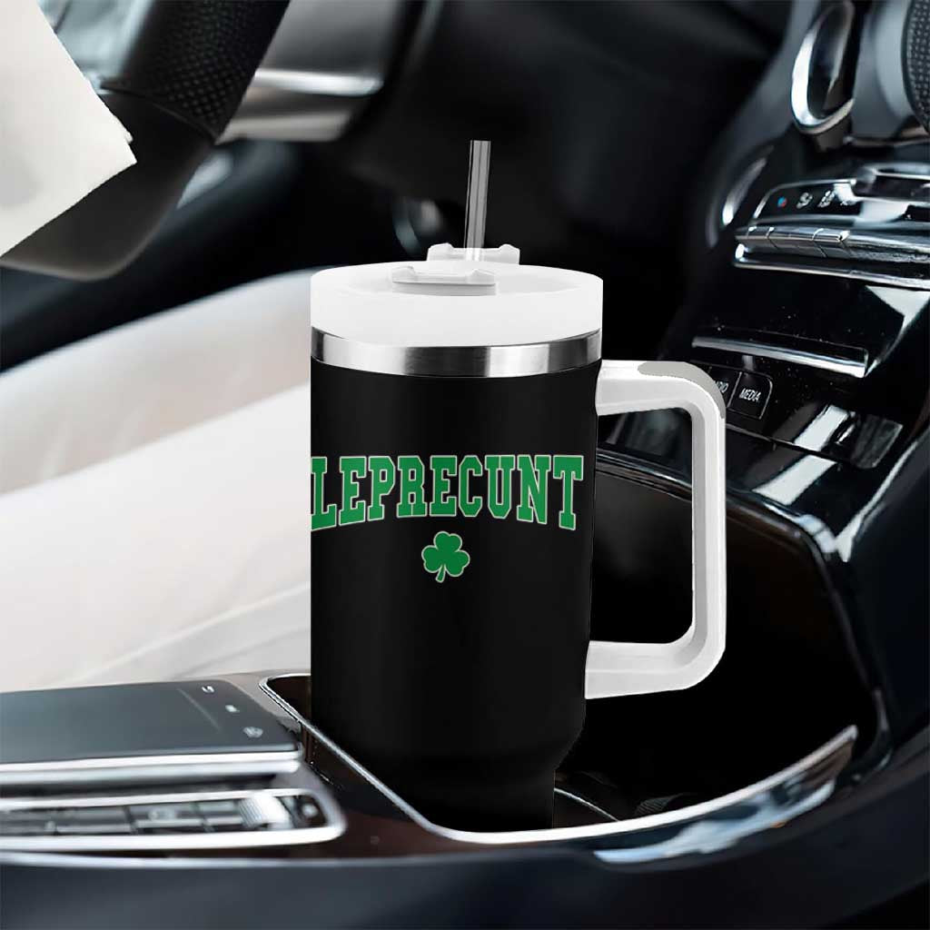 Leprecunt Shamrock Tumbler With Handle St Patricks Day Funny Irish Adult Humor