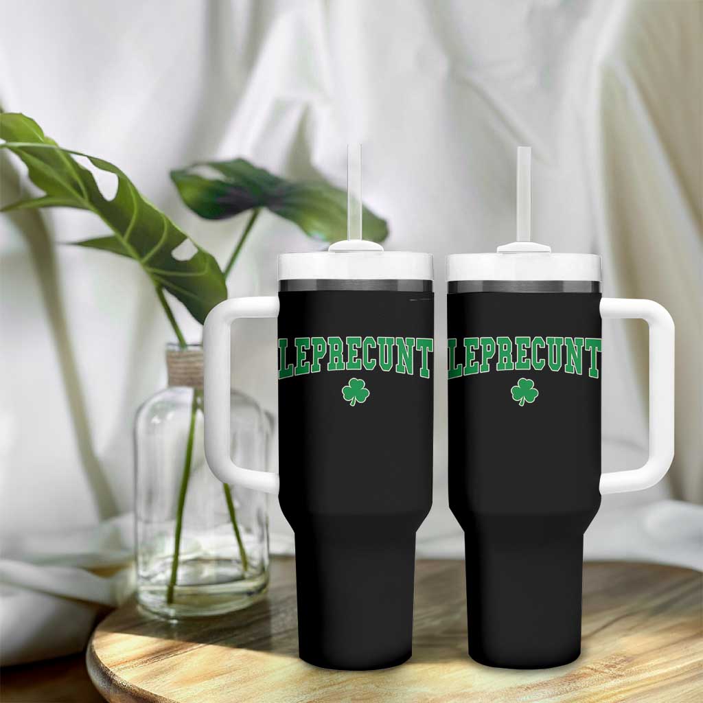Leprecunt Shamrock Tumbler With Handle St Patricks Day Funny Irish Adult Humor