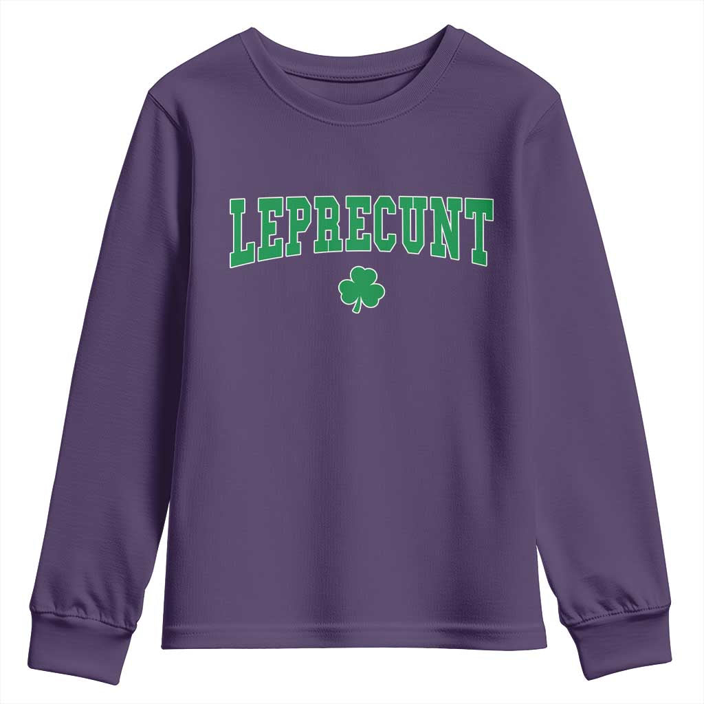 Leprecunt Shamrock Youth Sweatshirt St Patricks Day Funny Irish Adult Humor