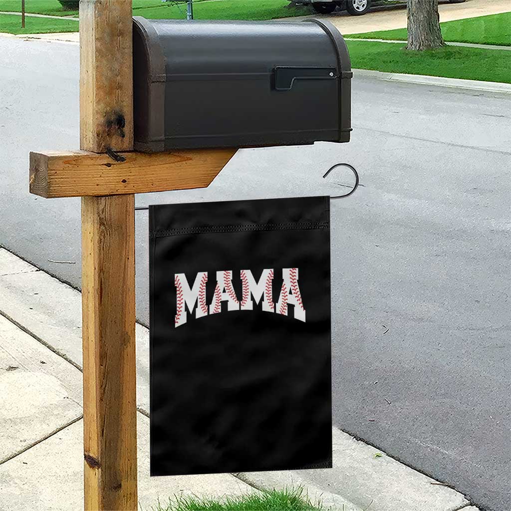 Baseball Mama Garden Flag Retro Varsity Baseball Season Mom Raising Ballers