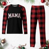 Baseball Mama Plaid Pajama Set Retro Varsity Baseball Season Mom Raising Ballers