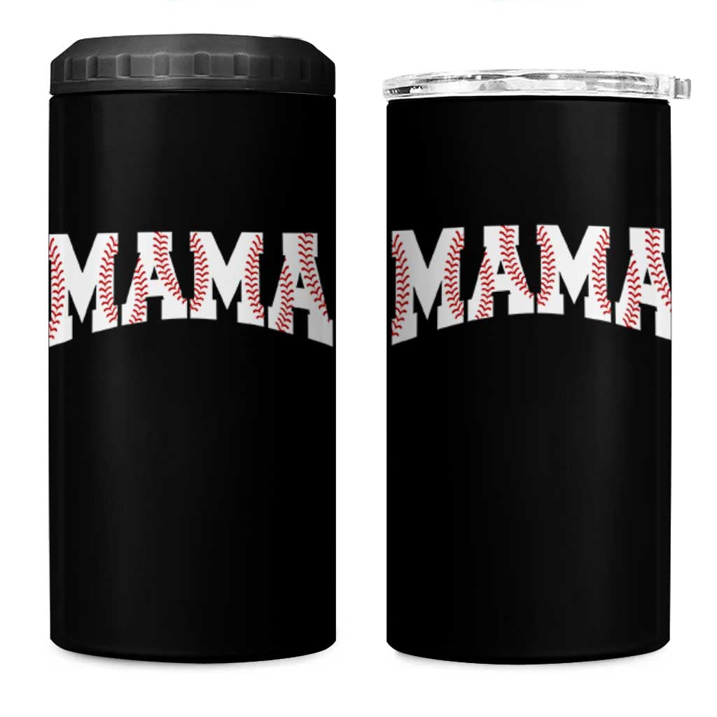Baseball Mama 4 in 1 Can Cooler Tumbler Retro Varsity Baseball Season Mom Raising Ballers