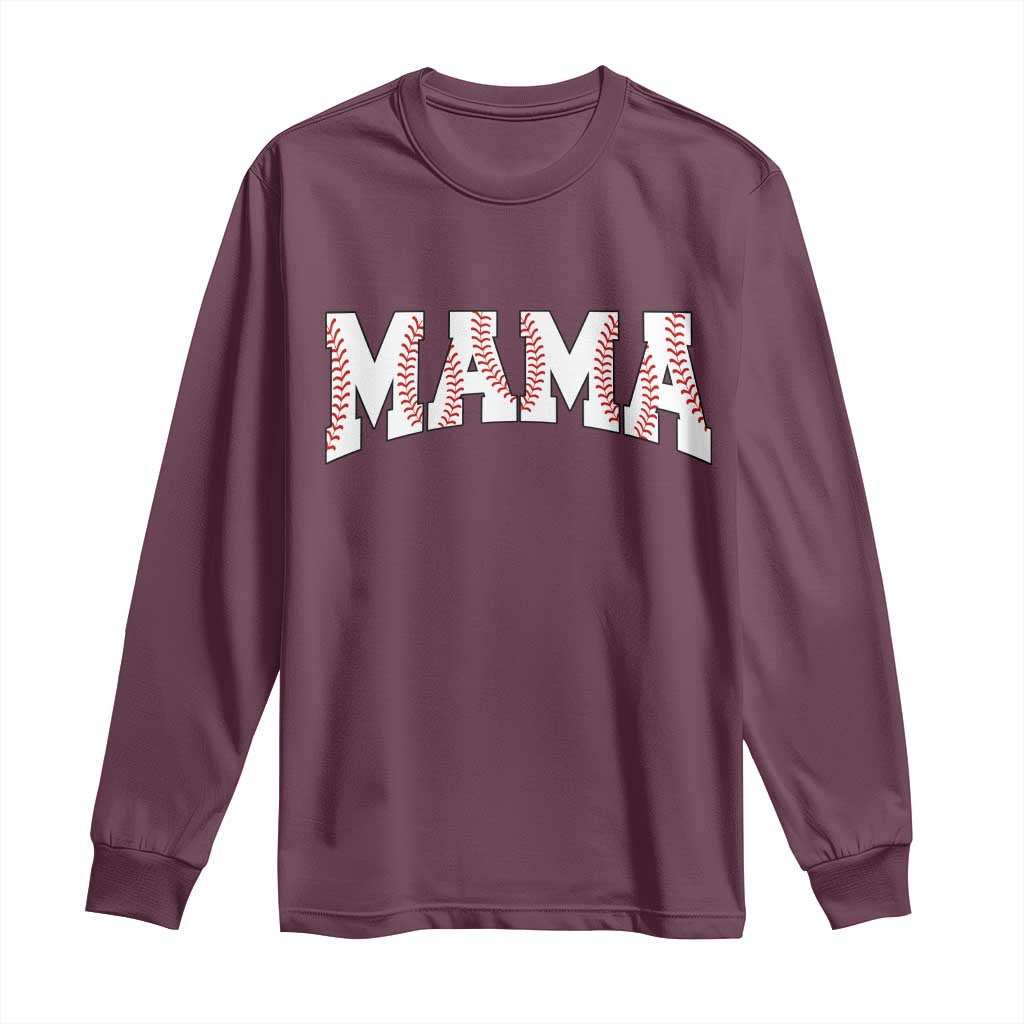 Baseball Mama Long Sleeve Shirt Retro Varsity Baseball Season Mom Raising Ballers