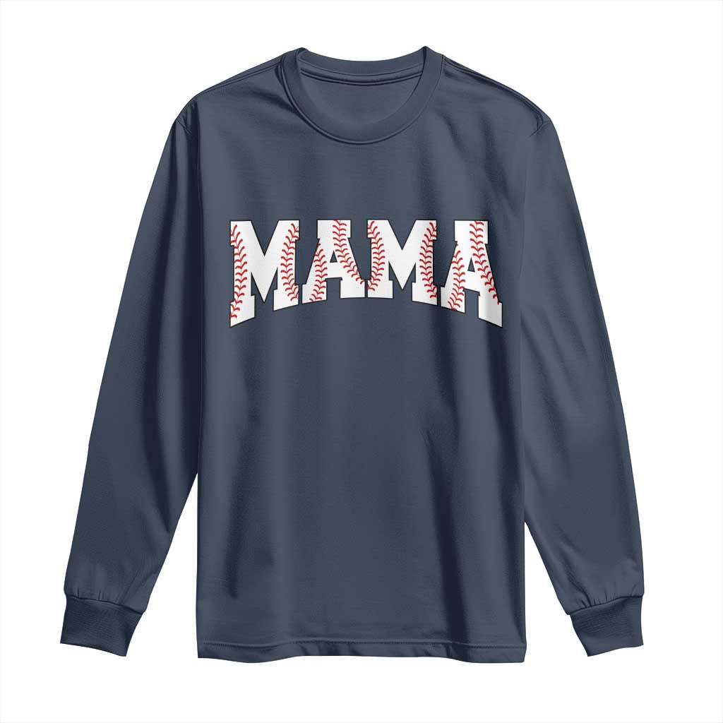 Baseball Mama Long Sleeve Shirt Retro Varsity Baseball Season Mom Raising Ballers