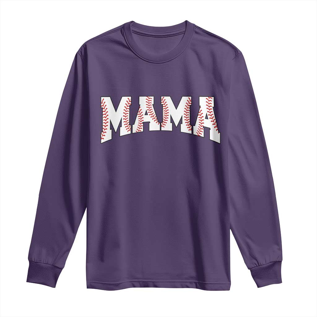 Baseball Mama Long Sleeve Shirt Retro Varsity Baseball Season Mom Raising Ballers