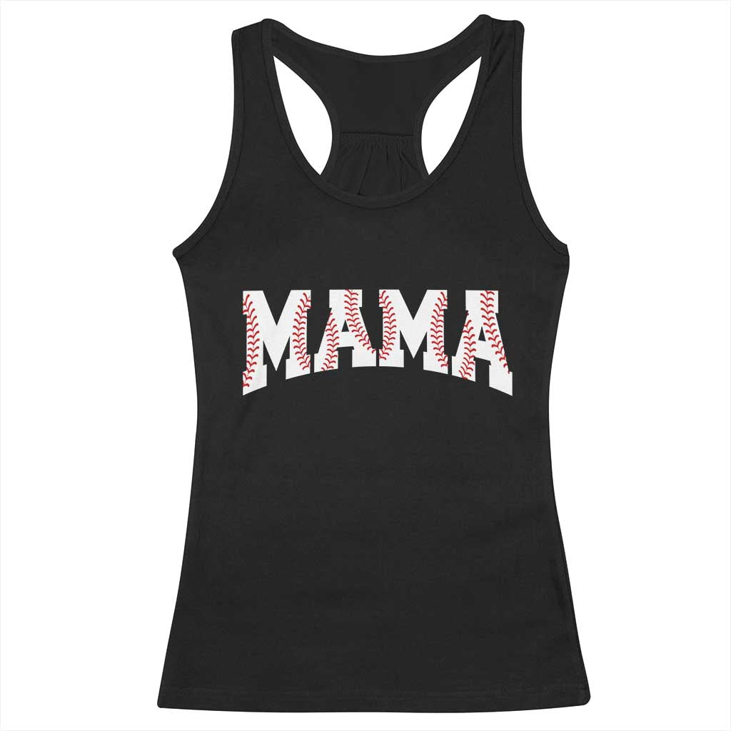 Baseball Mama Racerback Tank Top Retro Varsity Baseball Season Mom Raising Ballers