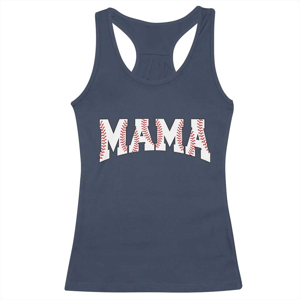 Baseball Mama Racerback Tank Top Retro Varsity Baseball Season Mom Raising Ballers