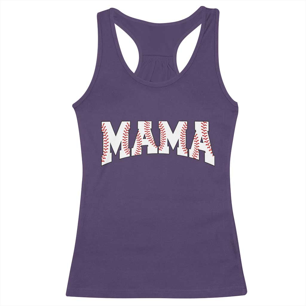 Baseball Mama Racerback Tank Top Retro Varsity Baseball Season Mom Raising Ballers