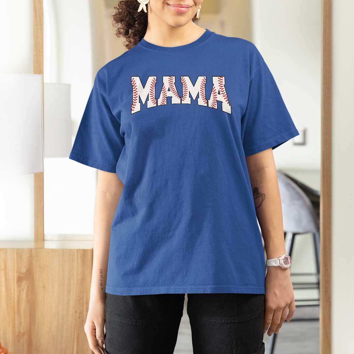 Baseball Mama T Shirt For Women Retro Varsity Baseball Season Mom Raising Ballers