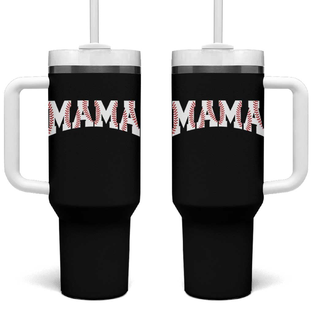 Baseball Mama Tumbler With Handle Retro Varsity Baseball Season Mom Raising Ballers