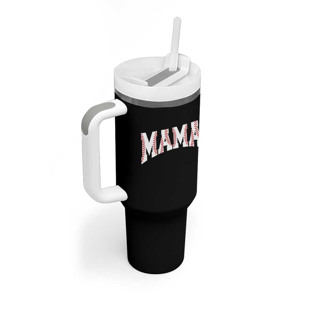 Baseball Mama Tumbler With Handle Retro Varsity Baseball Season Mom Raising Ballers