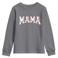 Baseball Mama Youth Sweatshirt Retro Varsity Baseball Season Mom Raising Ballers