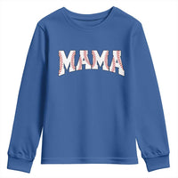 Baseball Mama Youth Sweatshirt Retro Varsity Baseball Season Mom Raising Ballers