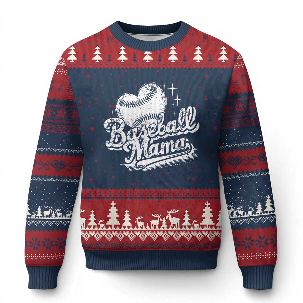 Baseball Mama Ugly Christmas Sweater Baseball Season Mom Raising Ballers