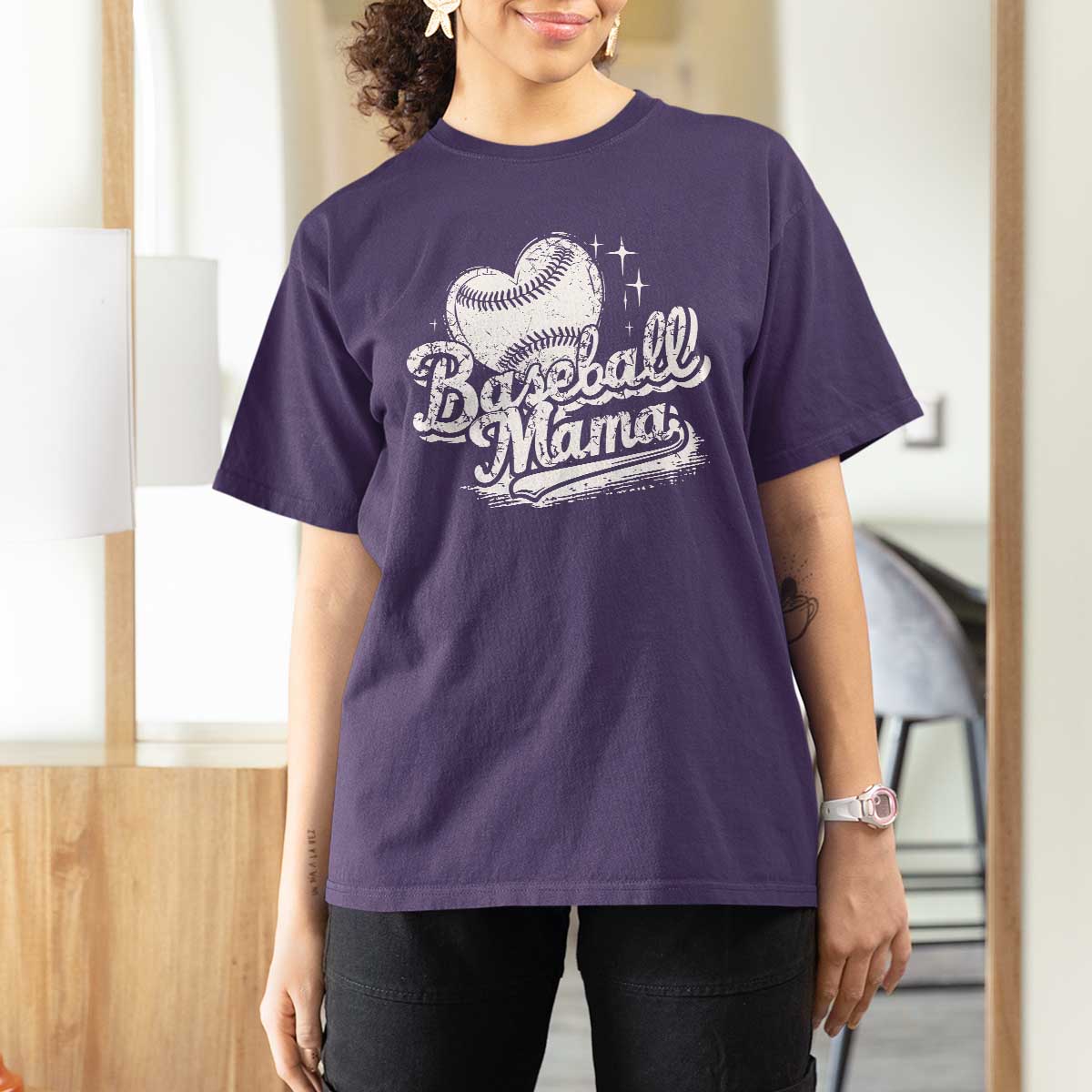 Baseball Mama T Shirt For Women Baseball Season Mom Raising Ballers