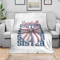 Baseball Sister Throw Blanket Coquette Bow Biggest Fan Sport Lovers Girl