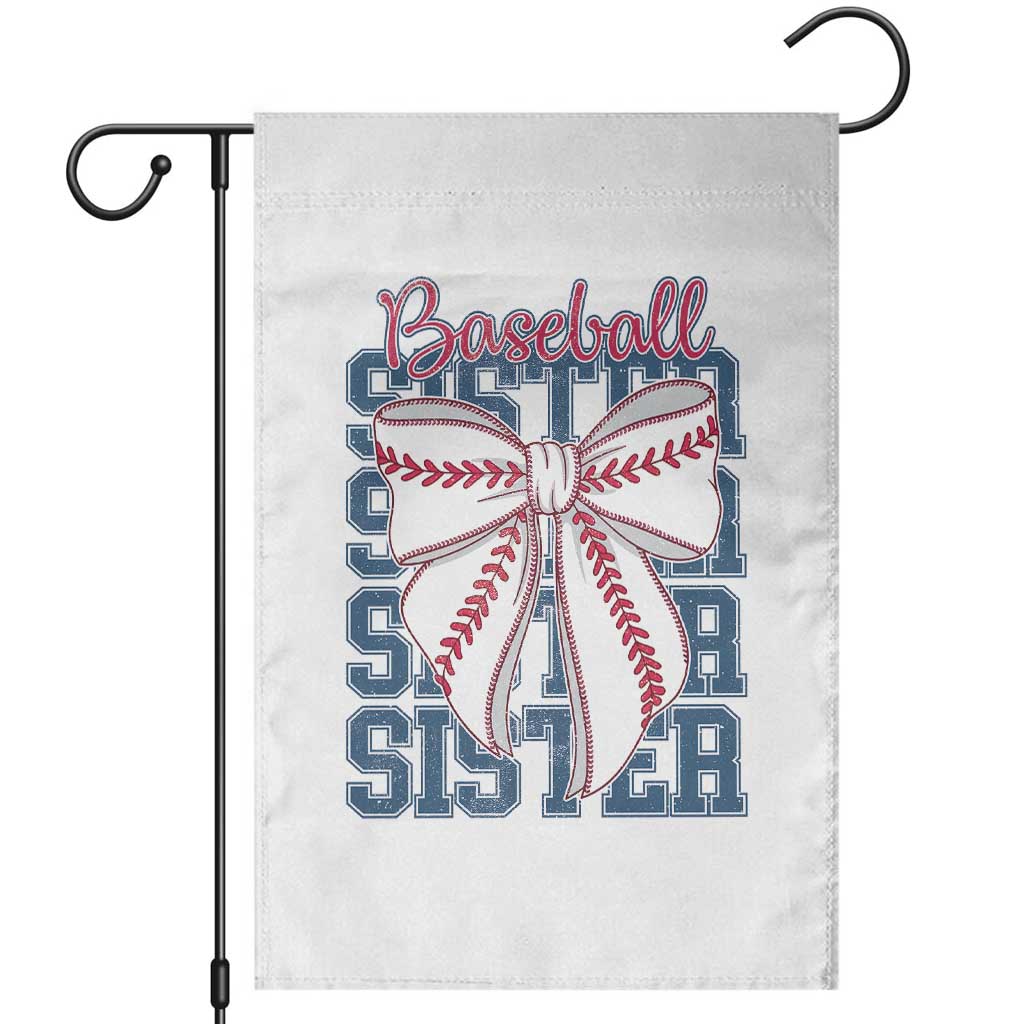 Baseball Sister Garden Flag Coquette Bow Biggest Fan Sport Lovers Girl