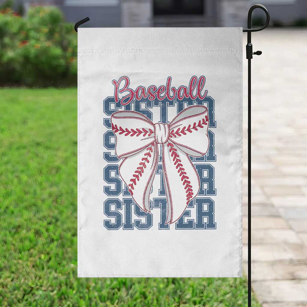 Baseball Sister Garden Flag Coquette Bow Biggest Fan Sport Lovers Girl