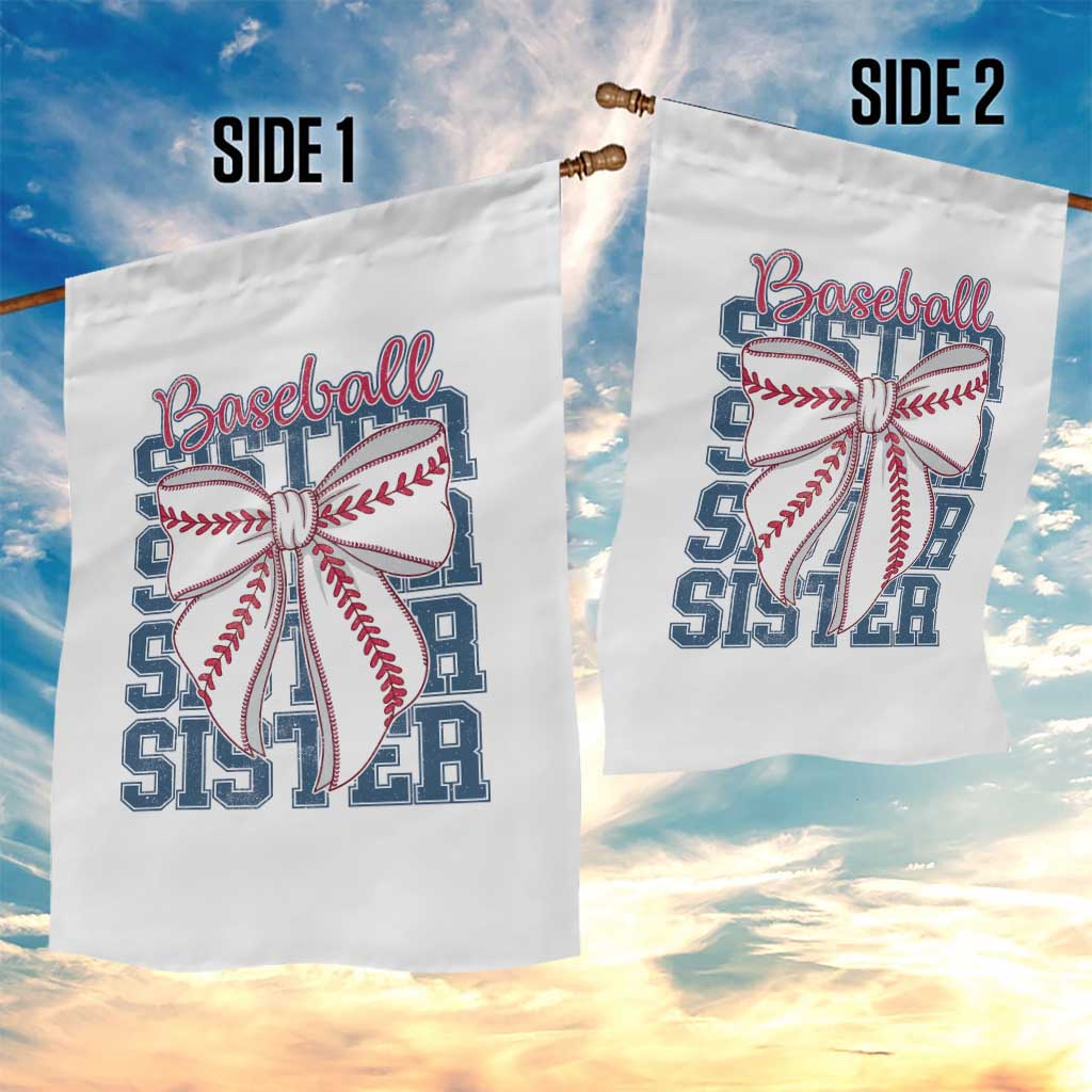 Baseball Sister Garden Flag Coquette Bow Biggest Fan Sport Lovers Girl
