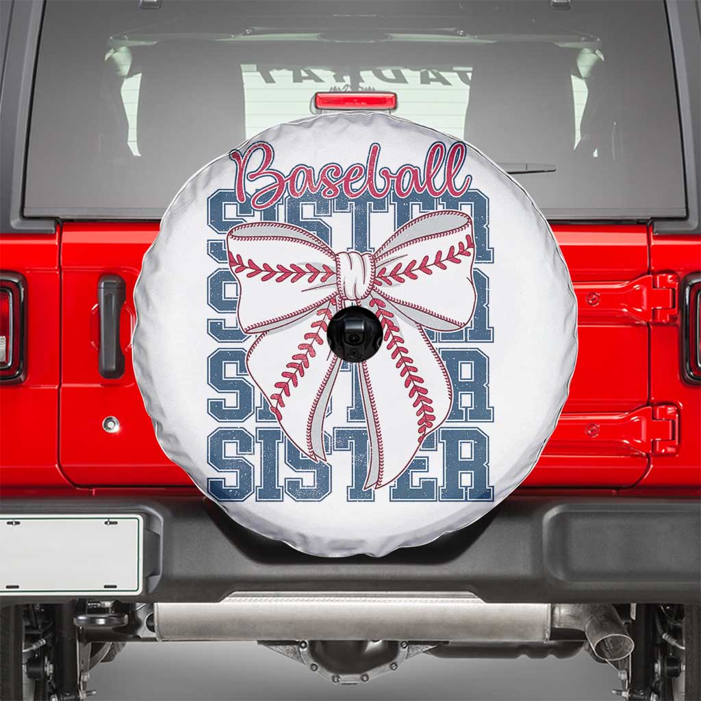 Baseball Sister Spare Tire Cover Coquette Bow Biggest Fan Sport Lovers Girl