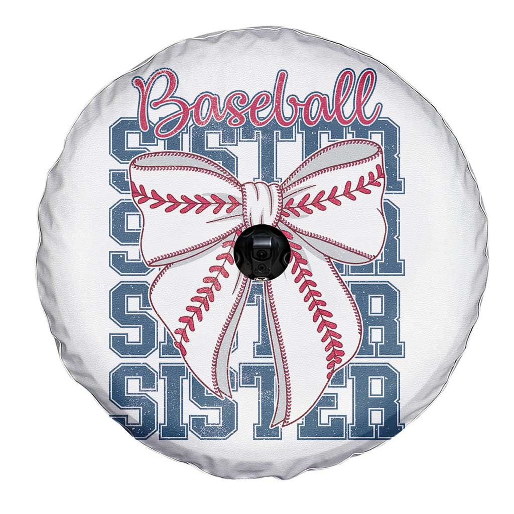 Baseball Sister Spare Tire Cover Coquette Bow Biggest Fan Sport Lovers Girl