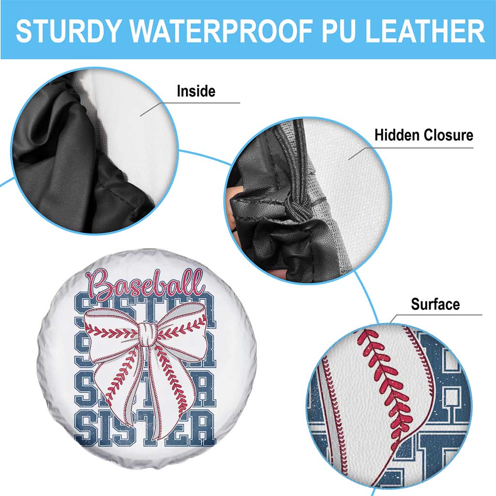 Baseball Sister Spare Tire Cover Coquette Bow Biggest Fan Sport Lovers Girl