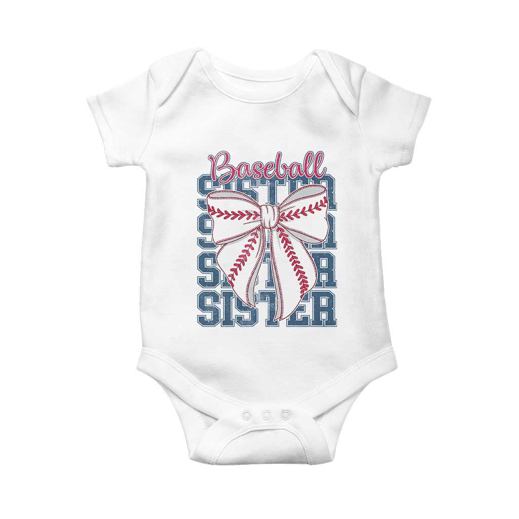 Baseball Sister Baby Onesie Coquette Bow Biggest Fan Sport Lovers Girl
