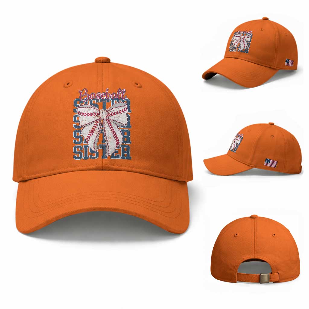 Baseball Sister Baseball Cap Coquette Bow Biggest Fan Sport Lovers Girl
