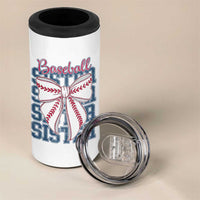 Baseball Sister 4 in 1 Can Cooler Tumbler Coquette Bow Biggest Fan Sport Lovers Girl