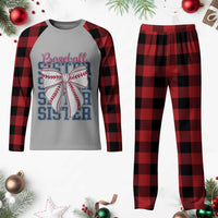 Baseball Sister Plaid Pajama Set Coquette Bow Biggest Fan Sport Lovers Girl