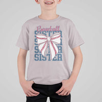 Baseball Sister T Shirt For Kid Coquette Bow Biggest Fan Sport Lovers Girl