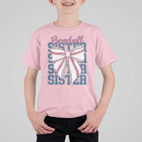 Baseball Sister T Shirt For Kid Coquette Bow Biggest Fan Sport Lovers Girl