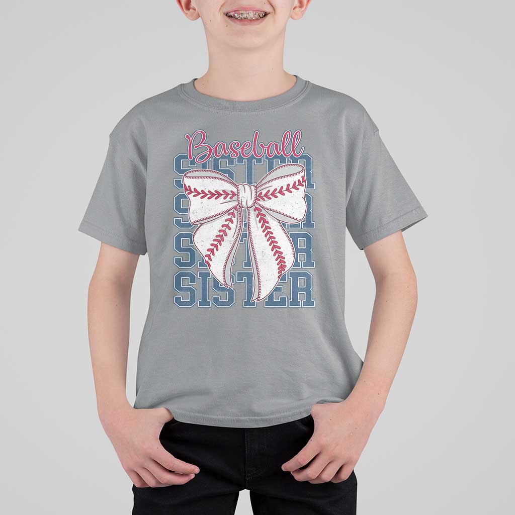 Baseball Sister T Shirt For Kid Coquette Bow Biggest Fan Sport Lovers Girl